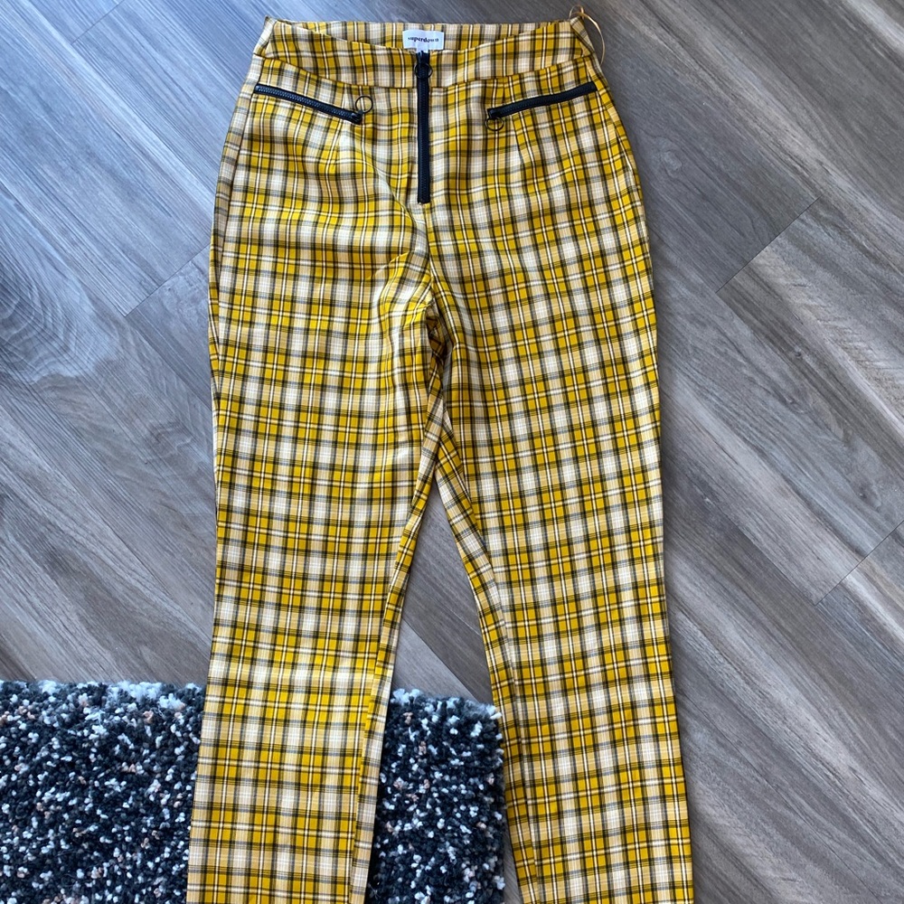 Superdown yellow plaid pants